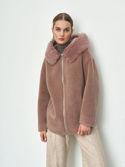 Куртка чебурашка из люкс эко - меха, сереневая, SilverFox