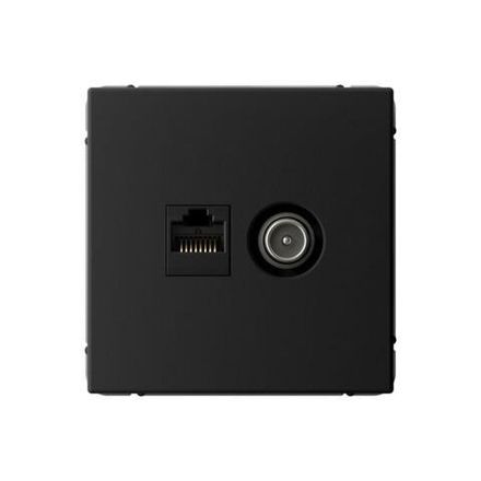 Розетка компьютерная + телевизионная 2-м ArtGallery RJ45 + TV кат.5E карбон SE GAL001089