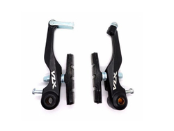 Тормоз V-brake 105мм, алюм, с колодками, стяжкой и пыльником. Чёрный окрашенный. VLX лого.VLX-BR02