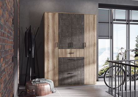 Шкаф Нельсон ШК 03 Дуб Каньон/Железный Камень