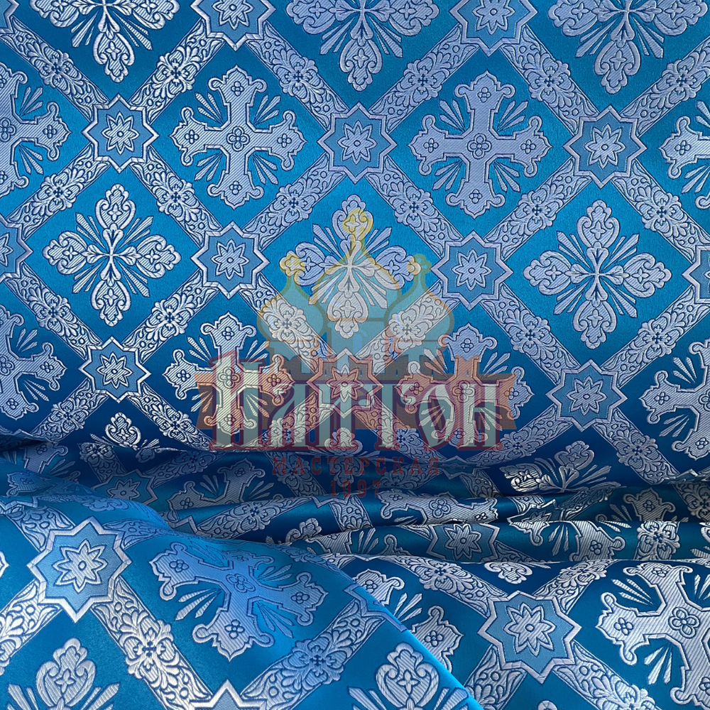 Шёлк "Канон" голубой с серебром