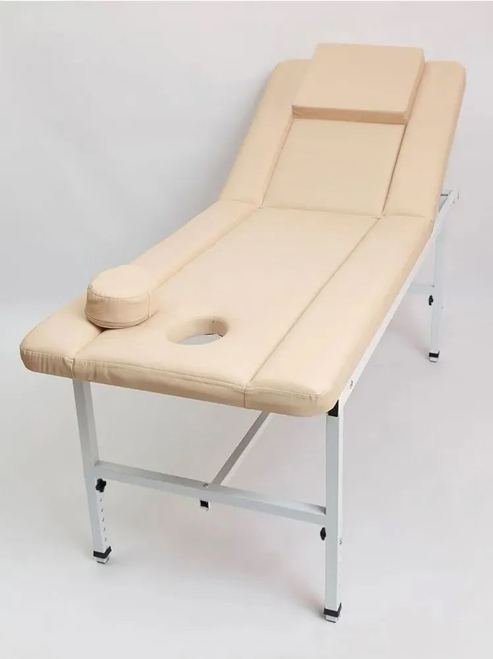 Массажный стол стационарный с прошивкой Massagecomplekt, с регулировкой высоты и вырезом для лица, 190*70, черный