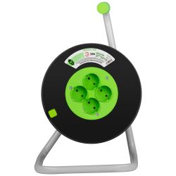 Удлинитель силовой ЭРА GREEN LINE KAT-2x1.5-30m Greenline на катушке пластик 4 розетки без заземления 30м ПВС 2x1.5мм2 | Силовые удлинители