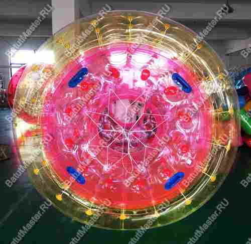 Аттракцион Водный роллер (Гидророллер) "Розово-оранжевый" ПВХ 2,2*2*2