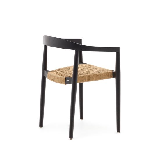 Ydalia Садовый стул из черного тика и натуральной веревки