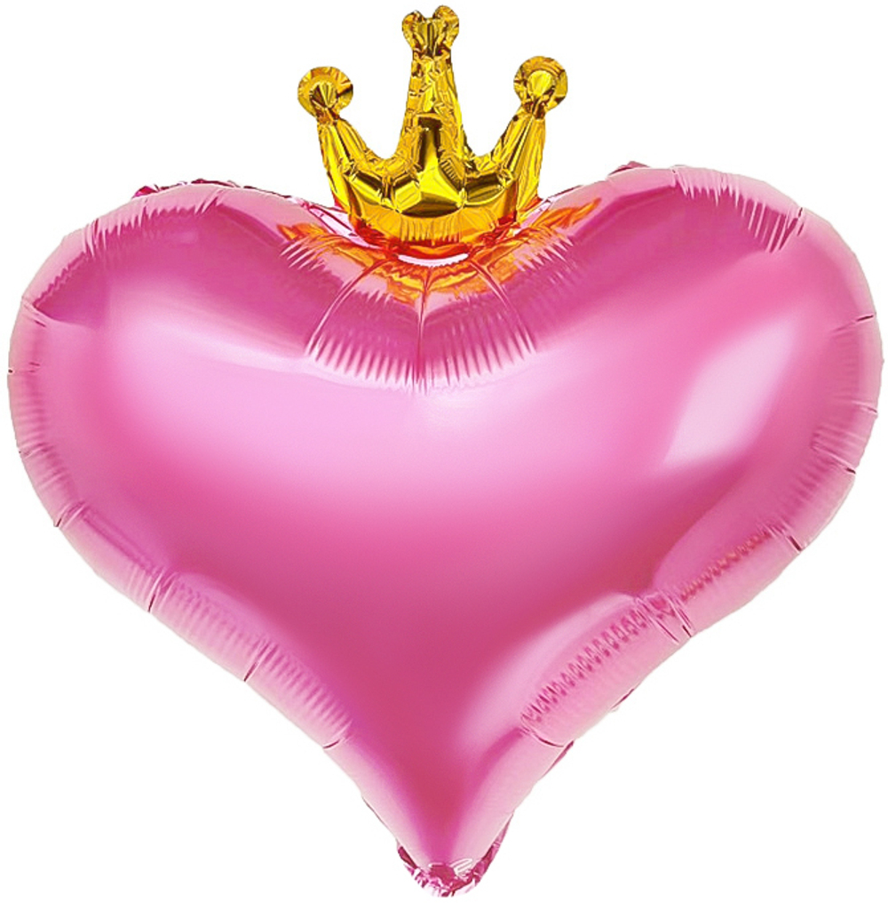 Сердце "Розовое с золотой короной" 56 см