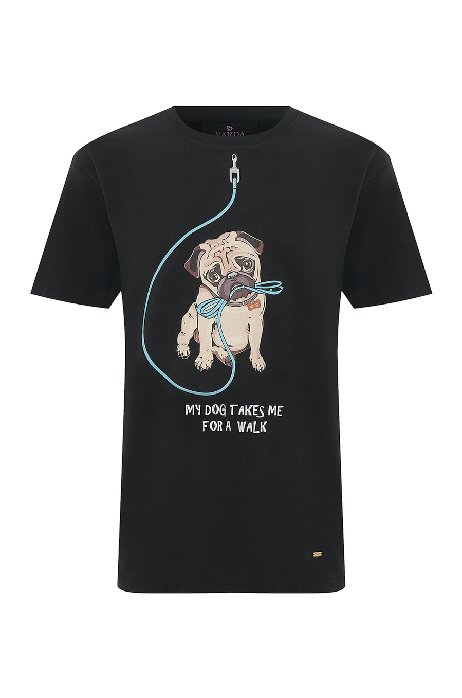 Black T-shirt with a dog