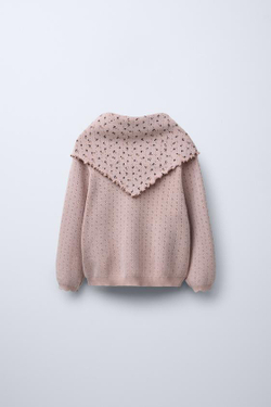 ZARA СВИТЕР С ЦВЕТОЧНЫМ ПРИНТОМ И БАНДАНОЙ, ПУДРОВО-РОЗОВЫЙ