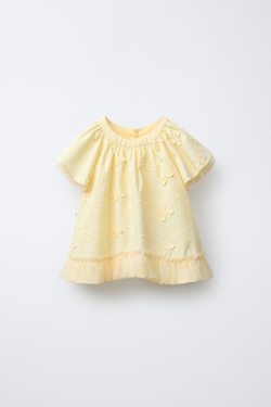 ZARA РУБАШКА С КОРОТКИМИ РУКАВАМИ, СВЕТЛО-ЖЕЛТЫЙ