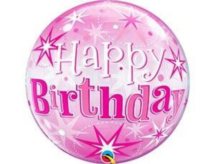 BUBBLE ( 56см) сфера, Искры розовый, 1шт. с гелием