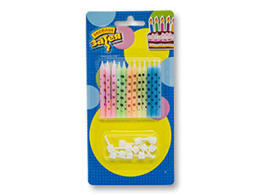 Свечи д/торта с подставкой Горошек