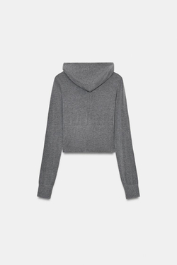 ZARA УКОРОЧЕННАЯ ТОЛСТОВКА, СЕРЫЙ МЕЛАНЖ