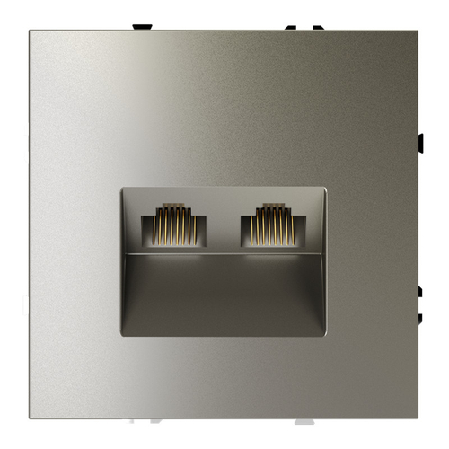 Розетка компьютерная встраиваемая VOLTUM S70 двойная RJ45+RJ45 кат.6, (шелк)