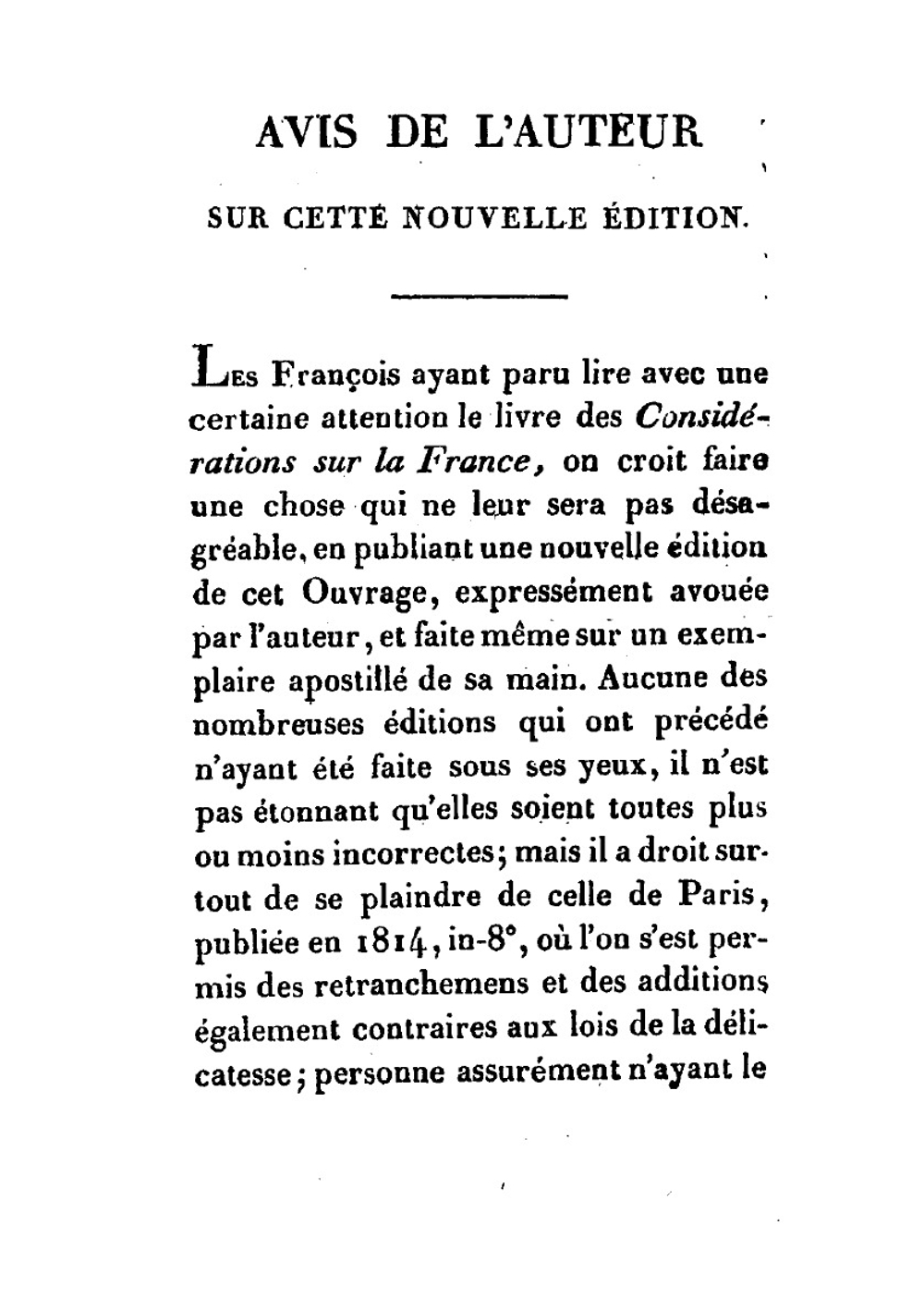 Considérations Sur La France. Nouvelle édition la seule revue et corrigée par l'auteur; suivie De l'essai sur le principe générateur des constitutions politiques et des autres institutions humaines | Joseph Marie Maistre