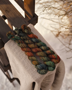 Носочная пряжа с добавлением шерсти "Малахитовый" 20 г