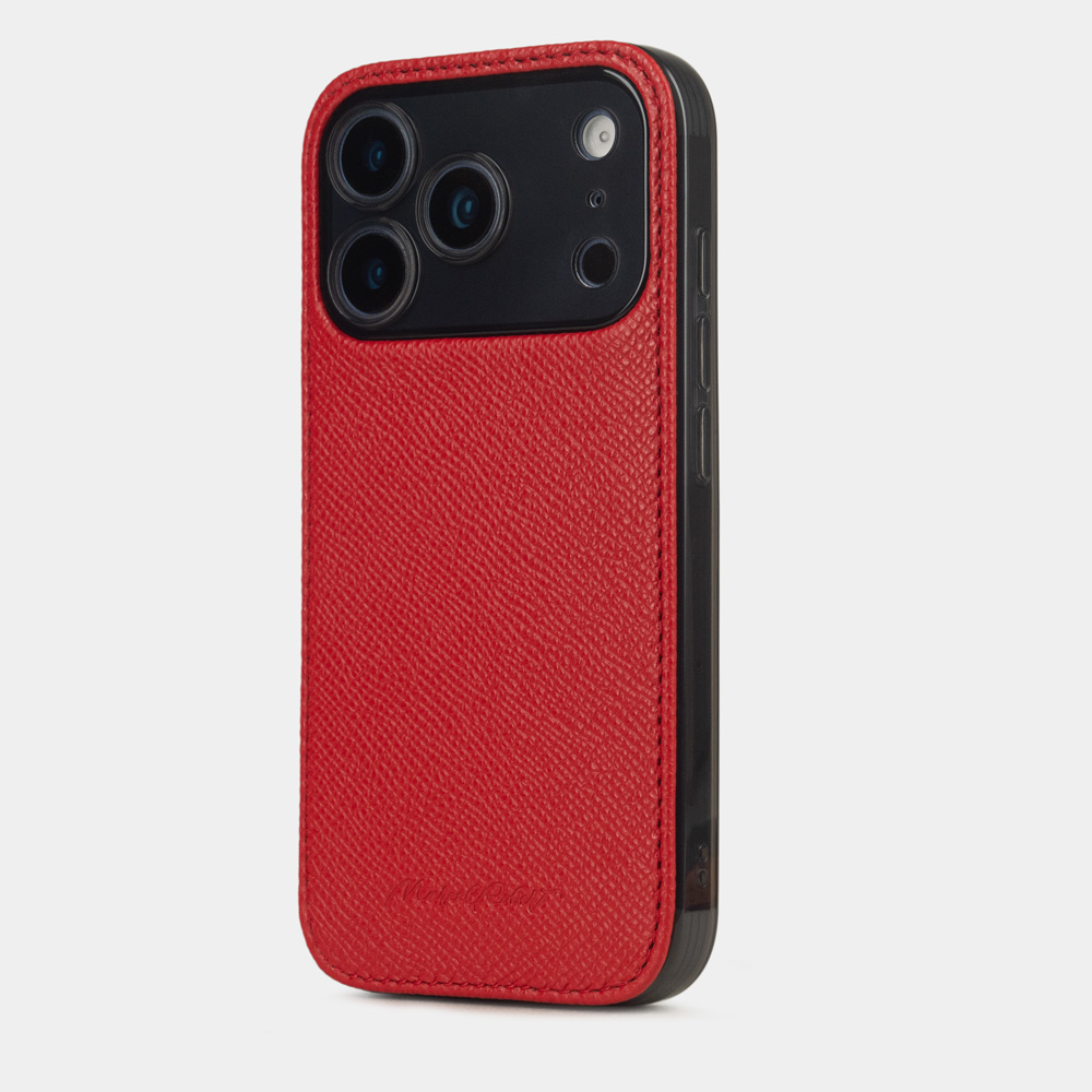 Чехол-накладка для iPhone 17 Pro Max из кожи сафьяно, красного цвета