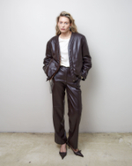 Куртка двухсторонняя из шерсти Стелла Маккартни и искусственной кожи шоколад