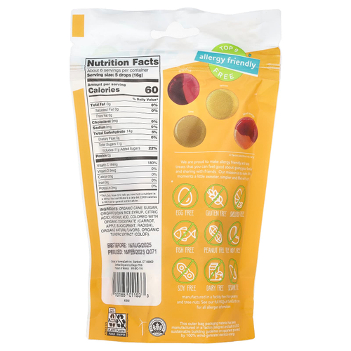 YumEarth, органические леденцы, витамин C, с цитрусовым вкусом, 93,6 г (3,3 унции)