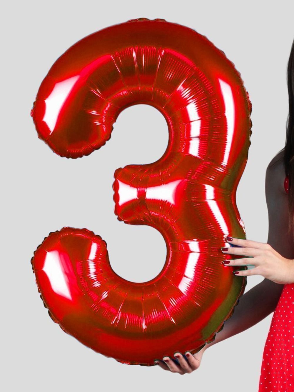 FM Шар 40" / 102 см "Цифра 3" Красный (БГ-60)  Изображение6