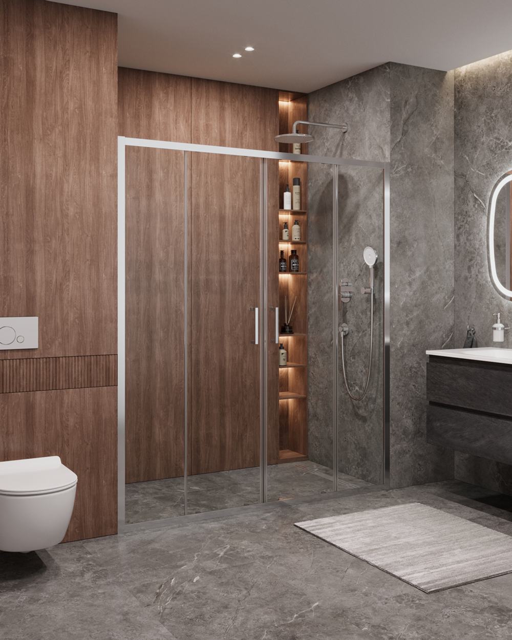 Дверь в проём Cezares MOLVENO-BF-2-170-C-CR-IV, 170х195, профиль хром, стекло прозрачное