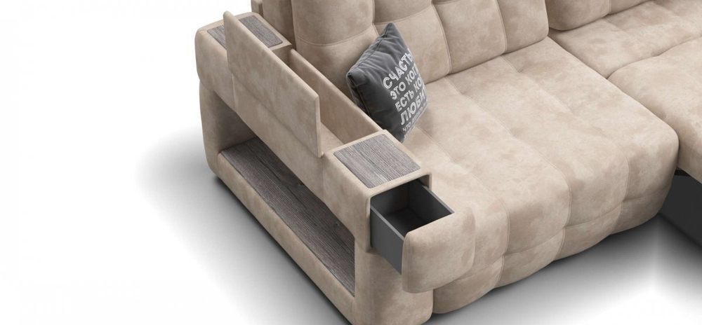 Диван Босс ХО Велюр Алькантара пепел