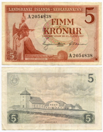 Банкнота Исландия 5 крон 1957 год A2054838. VF