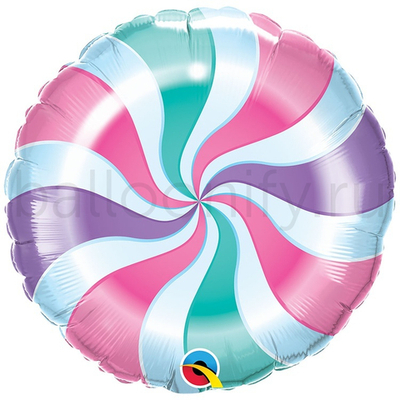 Фольгированная фигура, круг, Леденец Мульти пастель,18"/ 46СМ