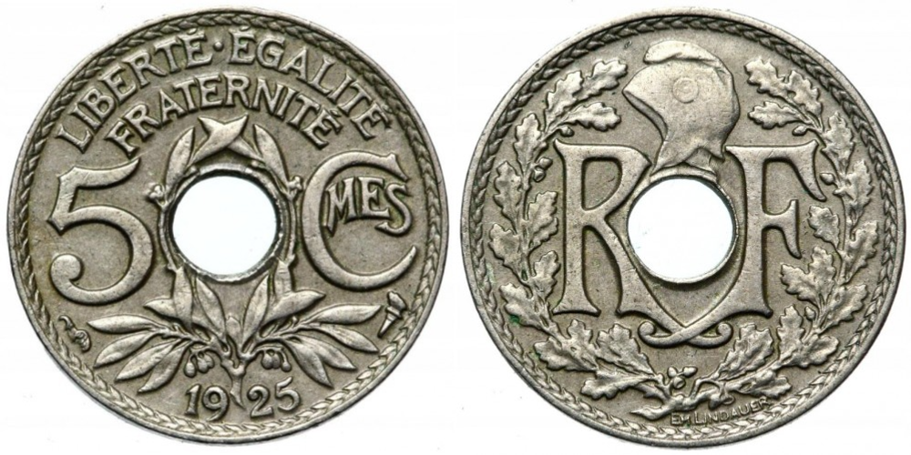 Франция 5 сантимов, 1920 - 1938 Оливковая ветвь XF