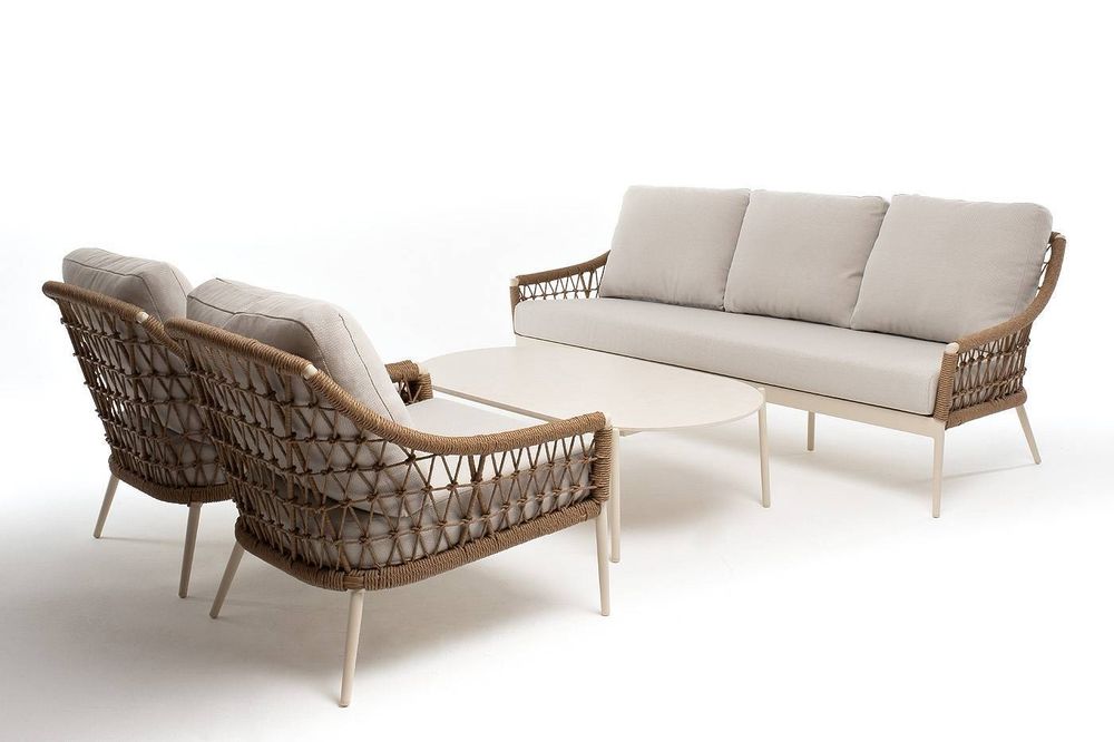 "Венеция" лаунж-зона из искусственного ротанга, цвет соломенный