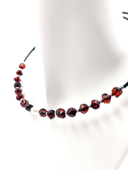 Чокер из цельного янтаря с жемчугом. Натуральный янтарь и жемчуг