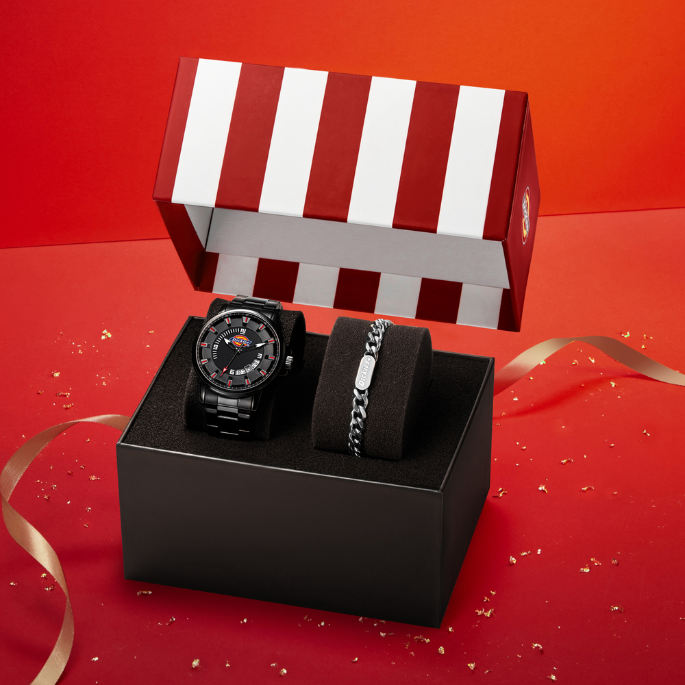 Dickies Wrist Watch Quartz Movement Stainless Steel Strap 43mm Black Dial Men"s Watches