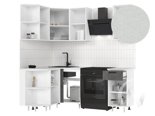 Кухня Рио NEW ЛДСП 2;0х1;3м (белый/бетон светлый; бетон темный/антарес)