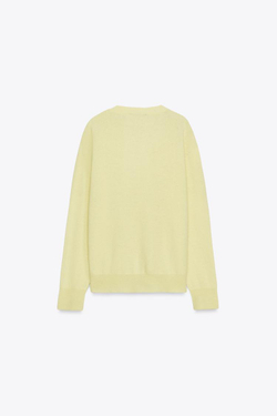 ZARA СВИТЕР ИЗ 100% ЭКСТРАМЯГКОЙ ШЕРСТИ, СВЕТЛО-ЖЕЛТЫЙ