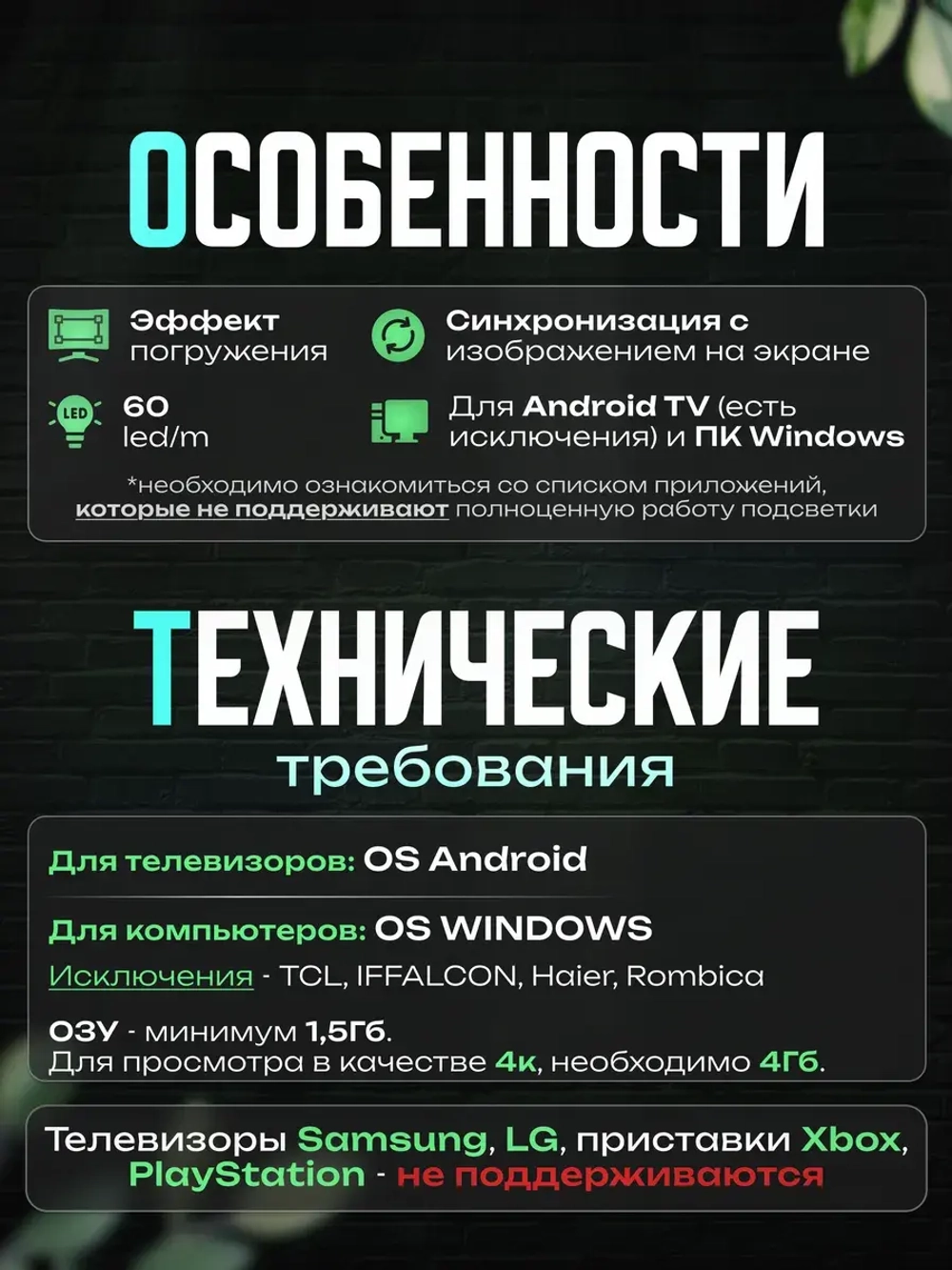 Динамическая адаптивная подсветка Ambilight для экранов 5 м