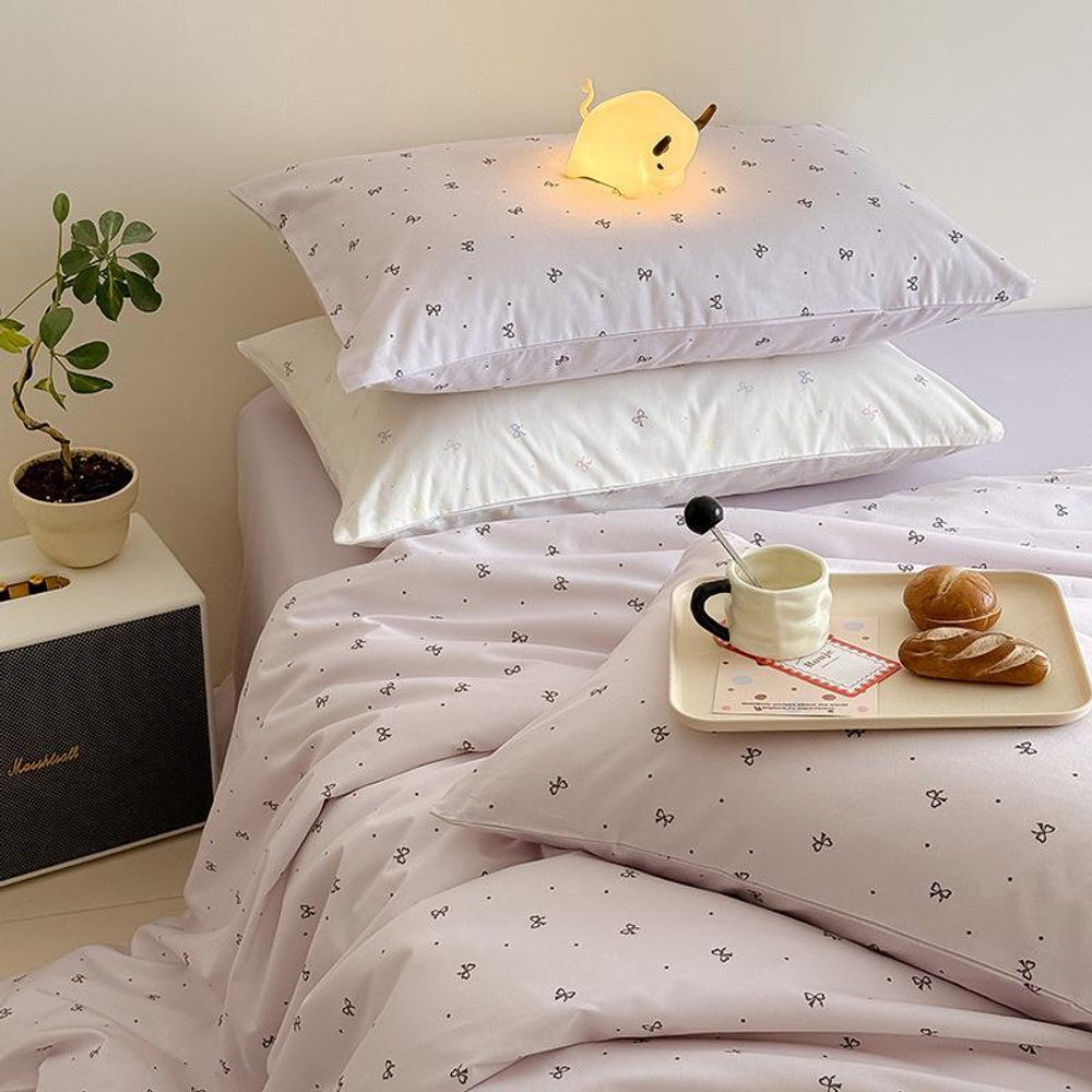 Комплект двуспалка ЕВРО Сатин Бантики