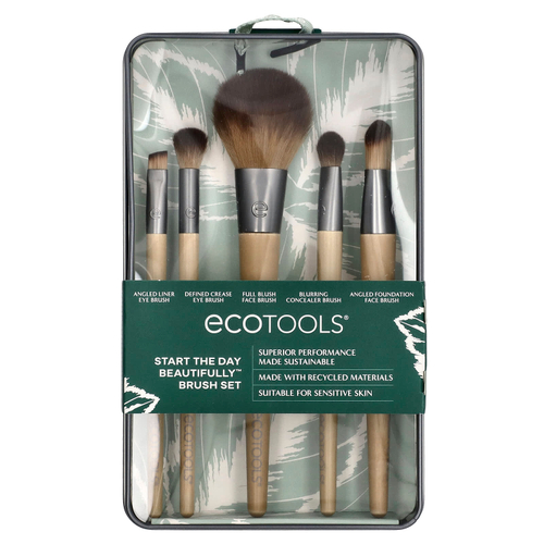 EcoTools, набор кистей «Начни день красиво», набор из 5 предметов и футляр для хранения
