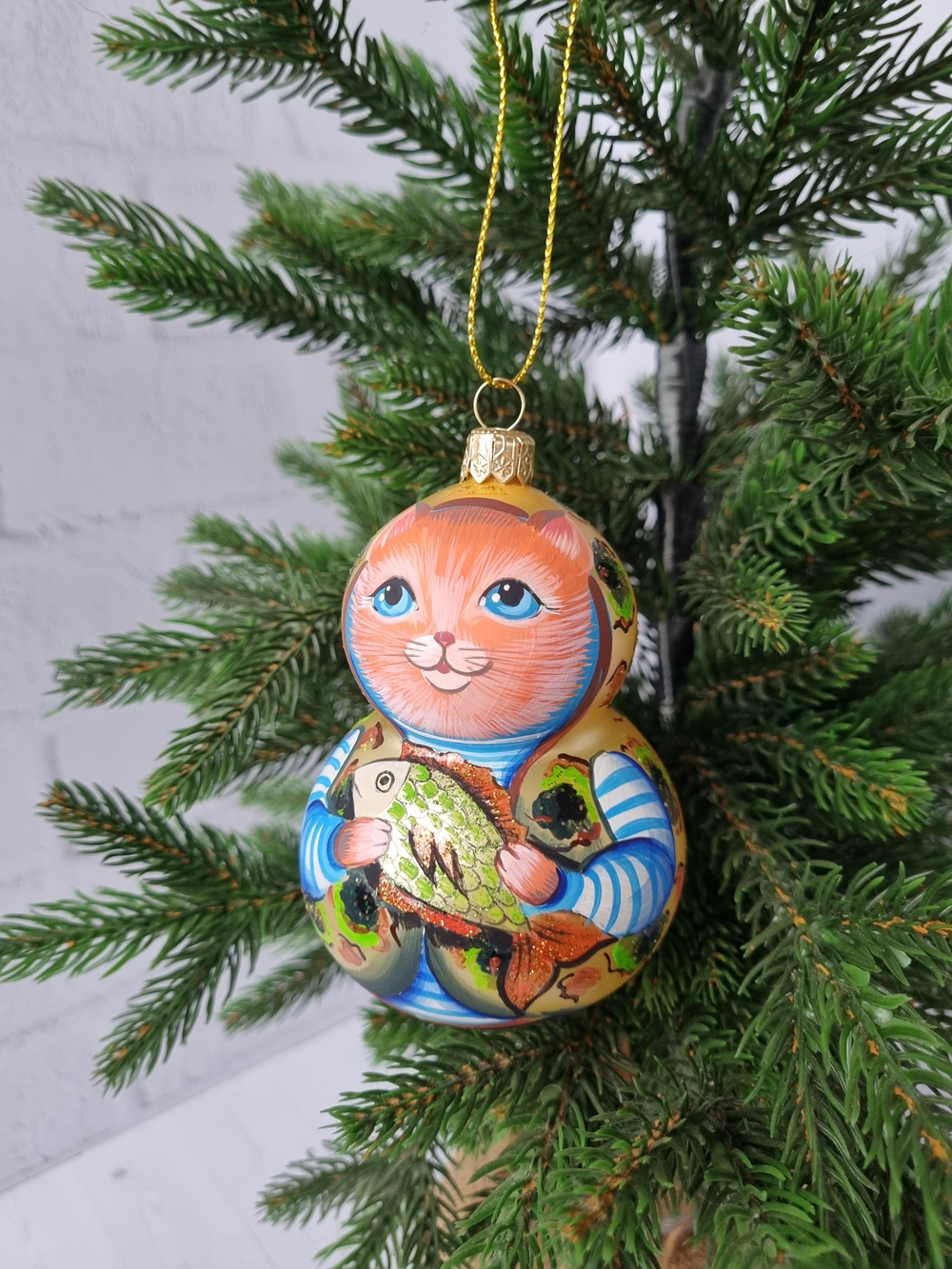 Котик Тимоша стеклянная игрушка