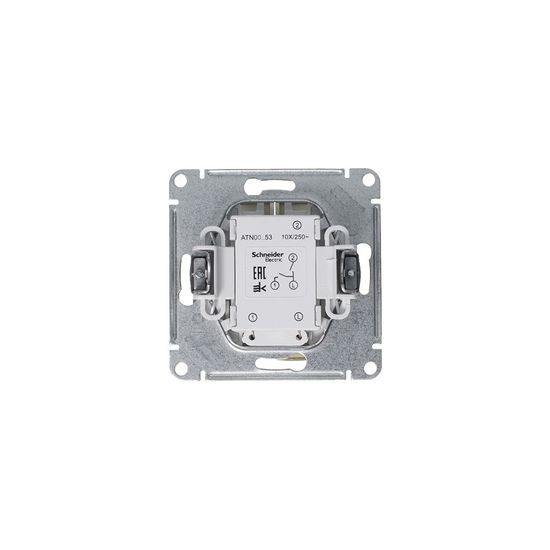 Выключатель 2-кл. СП AtlasDesign 10А IP20 (сх. 5а) 10AX с подсветкой механизм алюм. SE ATN000353