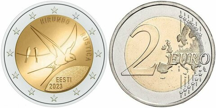 Эстония 2 евро, 2023 Ласточка