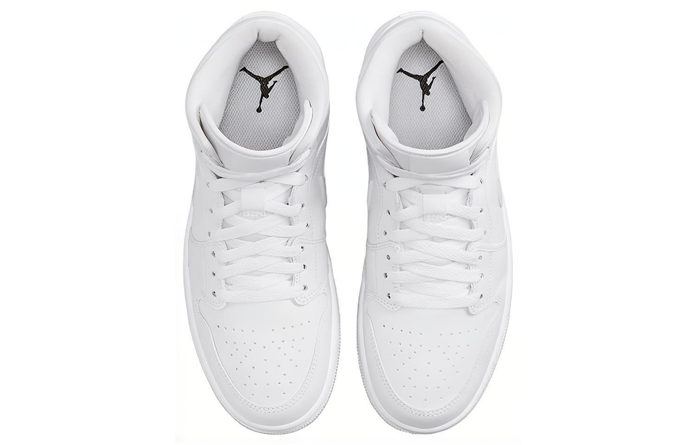 Кроссовки Jordan Air Jordan 1 Mid Triple White (Женская размерная сетка)
