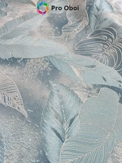 Gomel-FOX Обои вспененный винил на флизелине, бирюзовые листья, в спальню, в прихожую, в кухню,1.6х10м