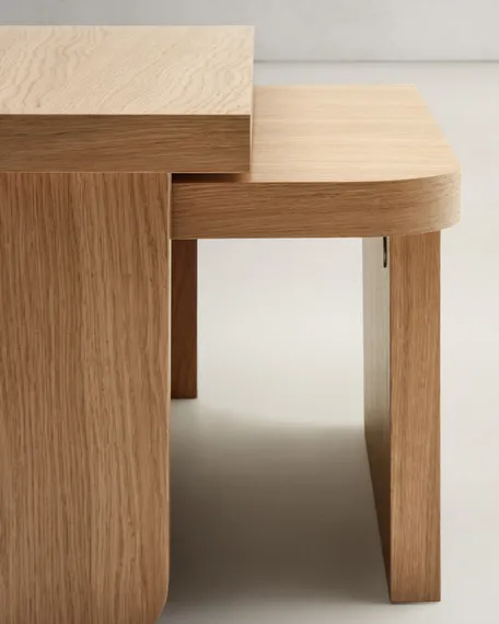 Oaq набор из 2 журнальных столиков из шпона дуба с натуральной отделкой