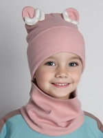 Осенняя шапка для девочки с ушками и снуд