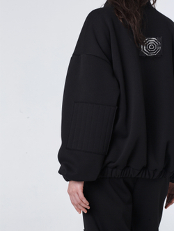 Толстовка "Пацанская" с нашивками. Черная