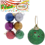 Новогодние шары 4 см (набор 6 шт) «Блестящее напыление», микс
