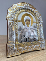 Матрона, икона арочная с рамкой, красное дерево 206х270