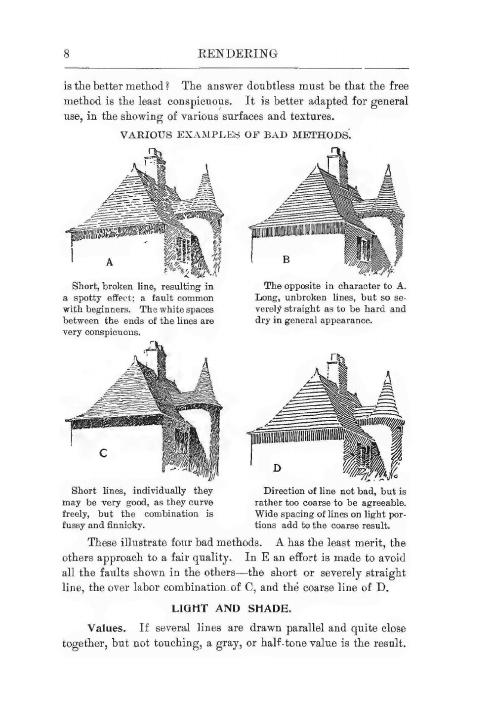 Rendering in pen and ink. Instruction paper | D.A. Gregg