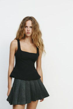 ZARA ТОП С БАНТОМ СЗАДИ, ЧЕРНЫЙ