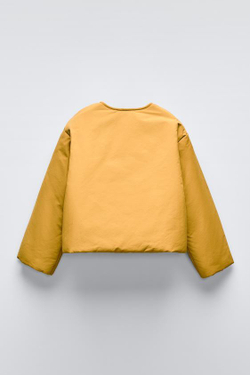 ZARA КУРТКА ВНАХЛЕСТ, ГОРЧИЧНЫЙ