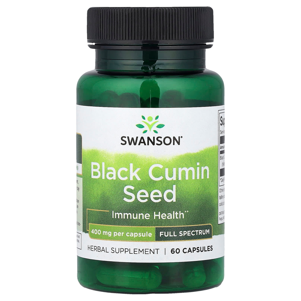 Swanson Vitamins, Семена черного тмина, полный спектр, 400 мг, 60 капсул